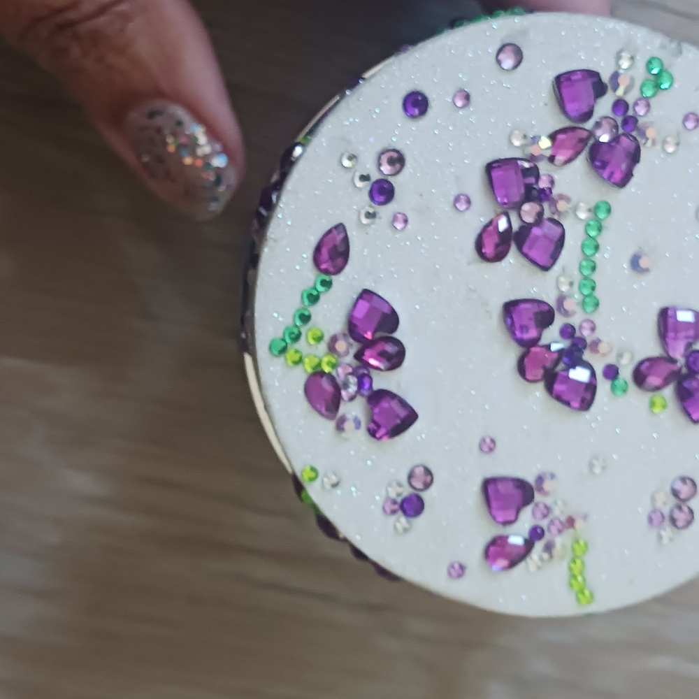 Purple and Green Gem Embellished Compact